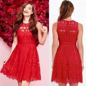Adelyn Rae Red Lace Fit & Flare Dress